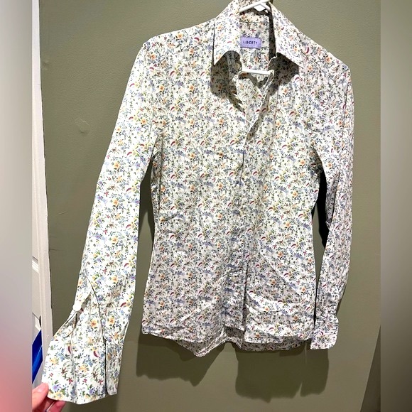 Liberty Vintage Collared Dress Up Shirt Long Sleeve Work Floral Button Down - Picture 5 of 7